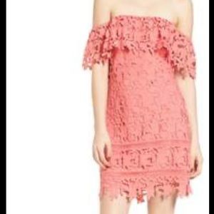 ASTR the Label coral strapless lace dress